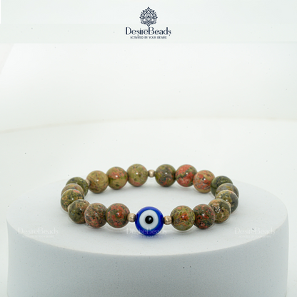 DesireBeads Evil Eye Energy Flow Bracelet - Unakite Jasper | Evil Eye