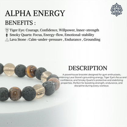 DesireBeads Alpha Energy Bracelet - Lava Stone | Smoky Quartz | Tiger Eye