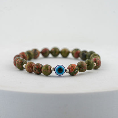 DesireBeads Evil Eye Energy Flow Bracelet - Unakite Jasper | Evil Eye